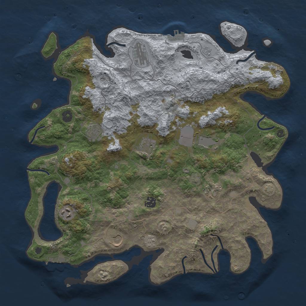 Rust Map: Procedural Map, Size: 4000, Seed: 850927331, 16 Monuments