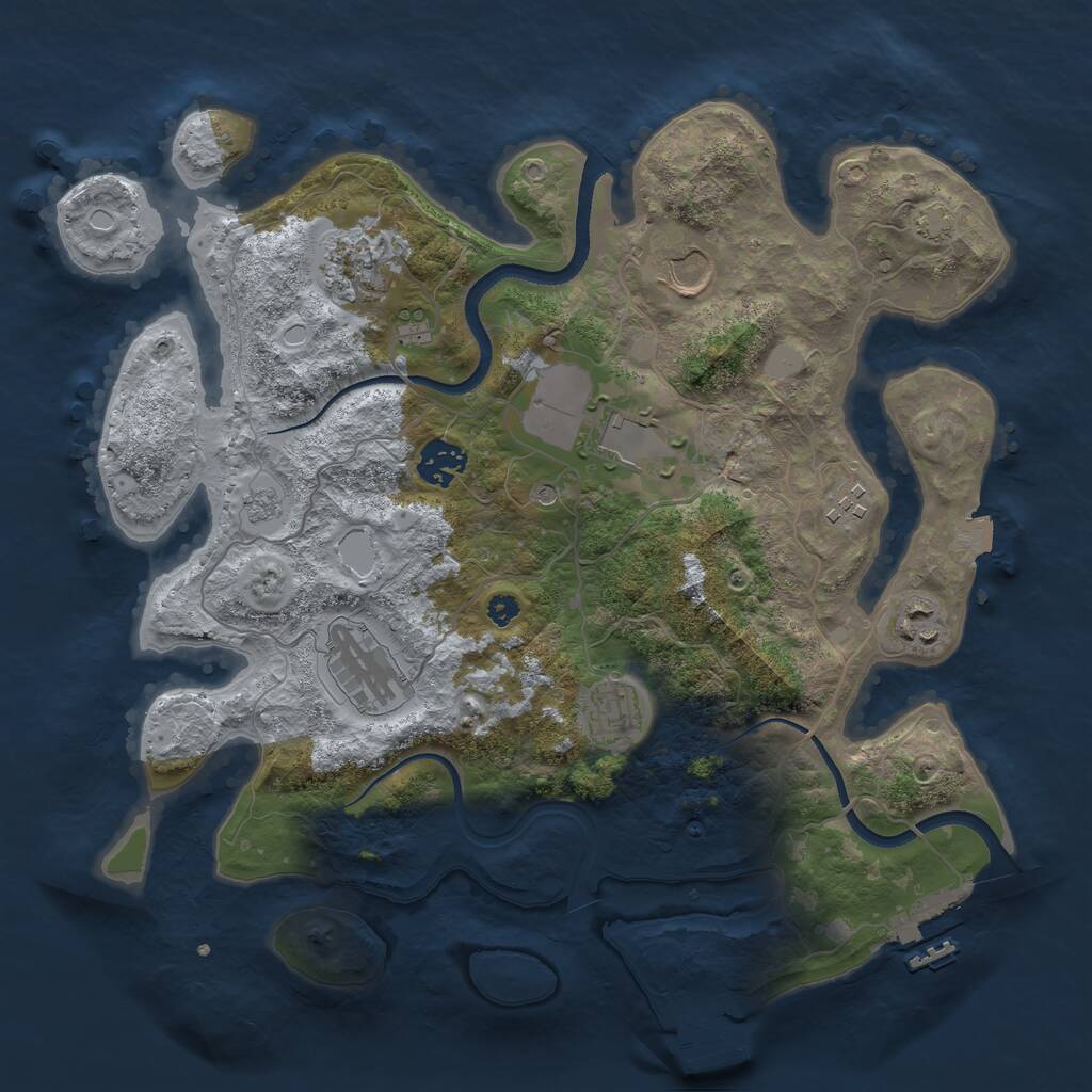 Rust Map: Procedural Map, Size: 3500, Seed: 392095, 14 Monuments