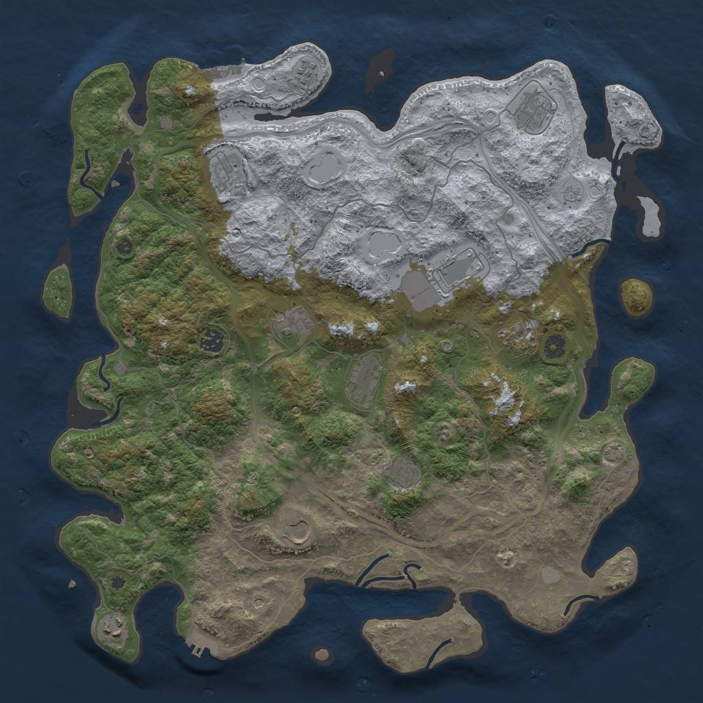 Rust Map: Procedural Map, Size: 4500, Seed: 1959228430, 18 Monuments