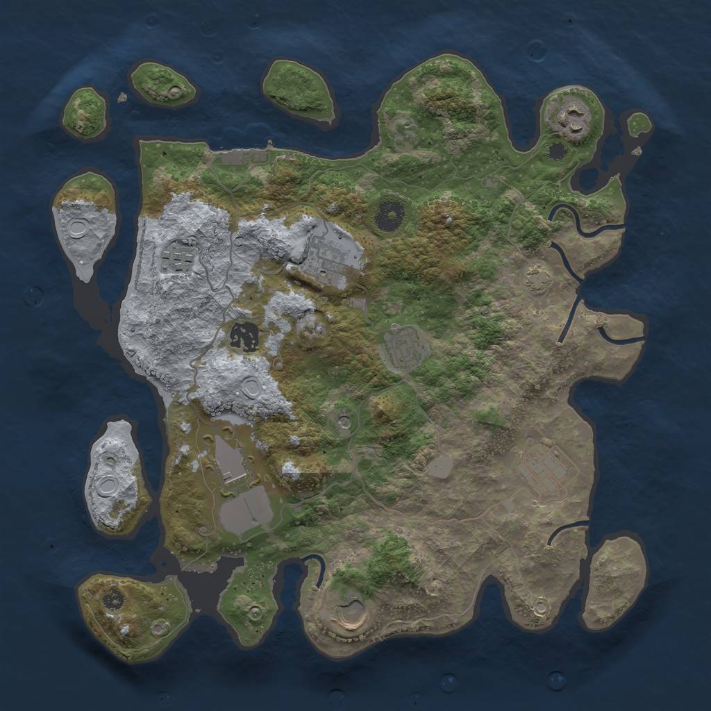 Rust Map: Procedural Map, Size: 3500, Seed: 1714631902, 13 Monuments