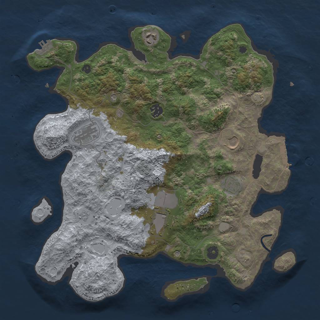 Rust Map: Procedural Map, Size: 3750, Seed: 253560853, 14 Monuments