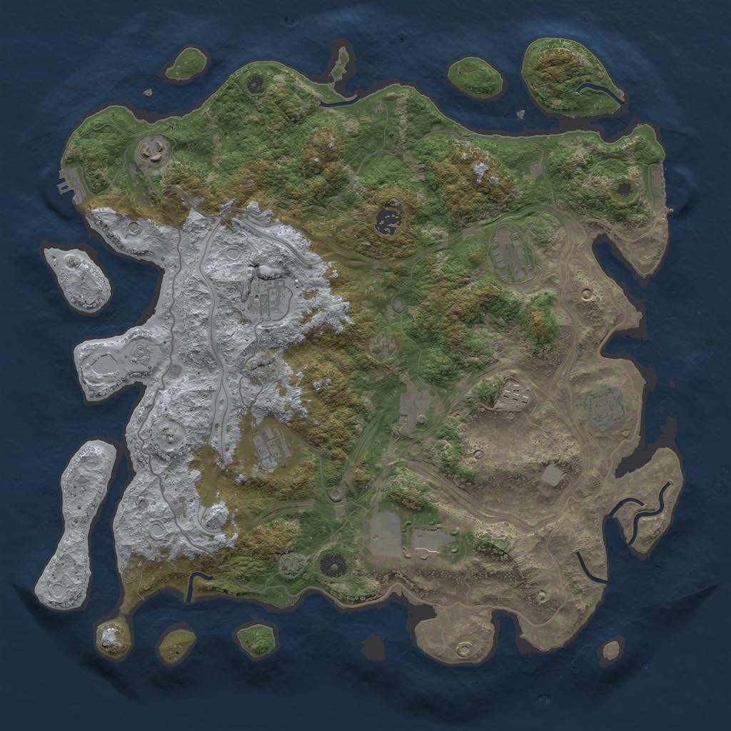 Rust Map: Procedural Map, Size: 4250, Seed: 893327565, 16 Monuments