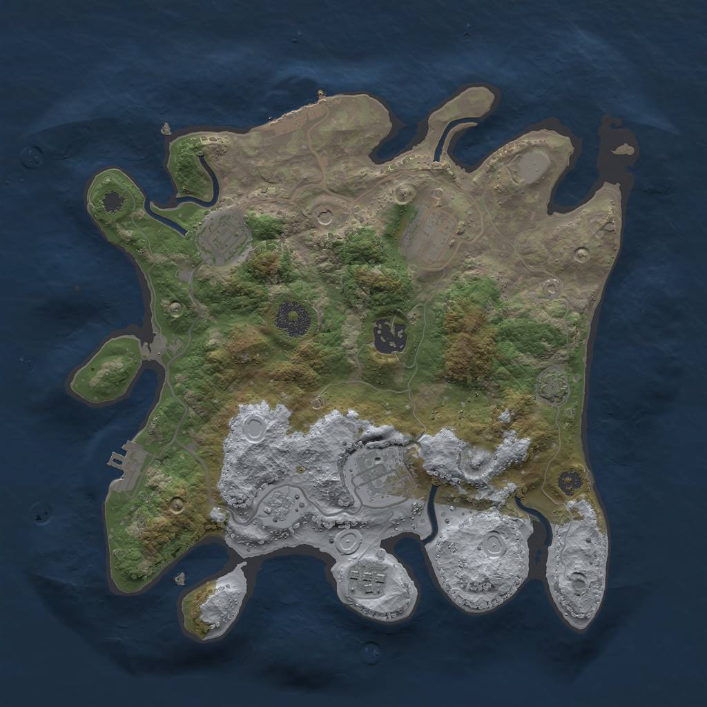 Rust Map: Procedural Map, Size: 3000, Seed: 129499966, 12 Monuments