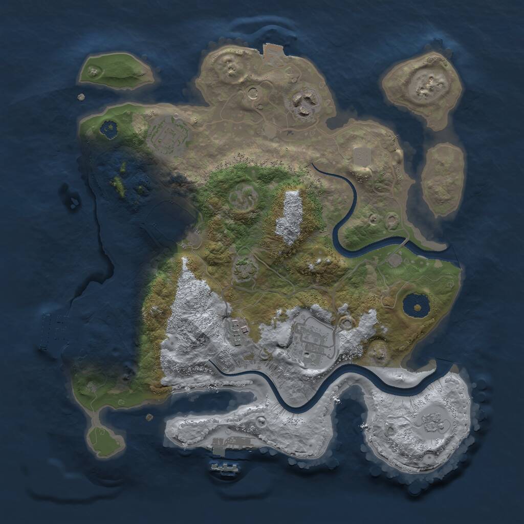 Rust Map: Procedural Map, Size: 3000, Seed: 1993020868, 11 Monuments