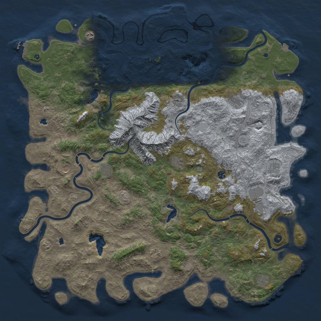 Rust Map: Procedural Map, Size: 6000, Seed: 5335, 17 Monuments