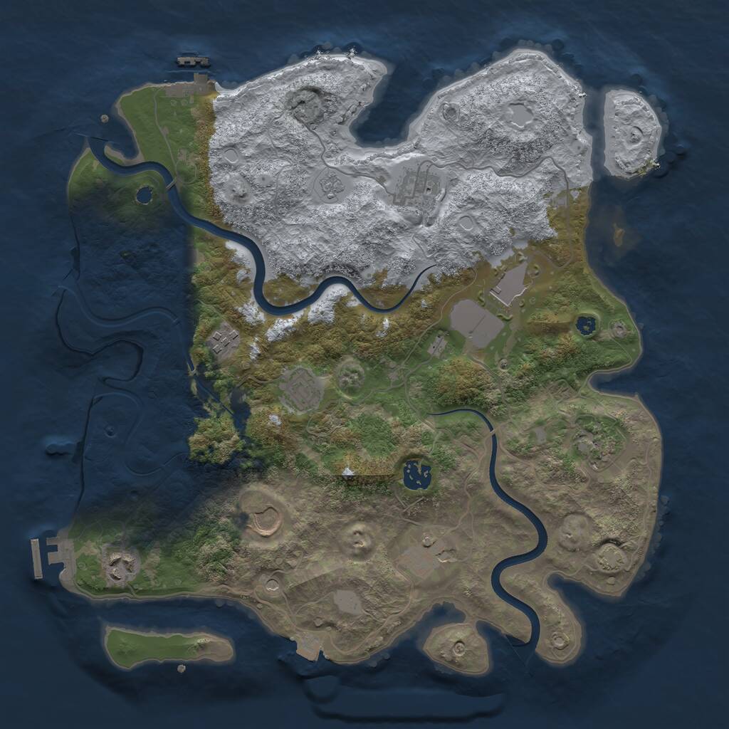 Rust Map: Procedural Map, Size: 3700, Seed: 2031409283, 15 Monuments
