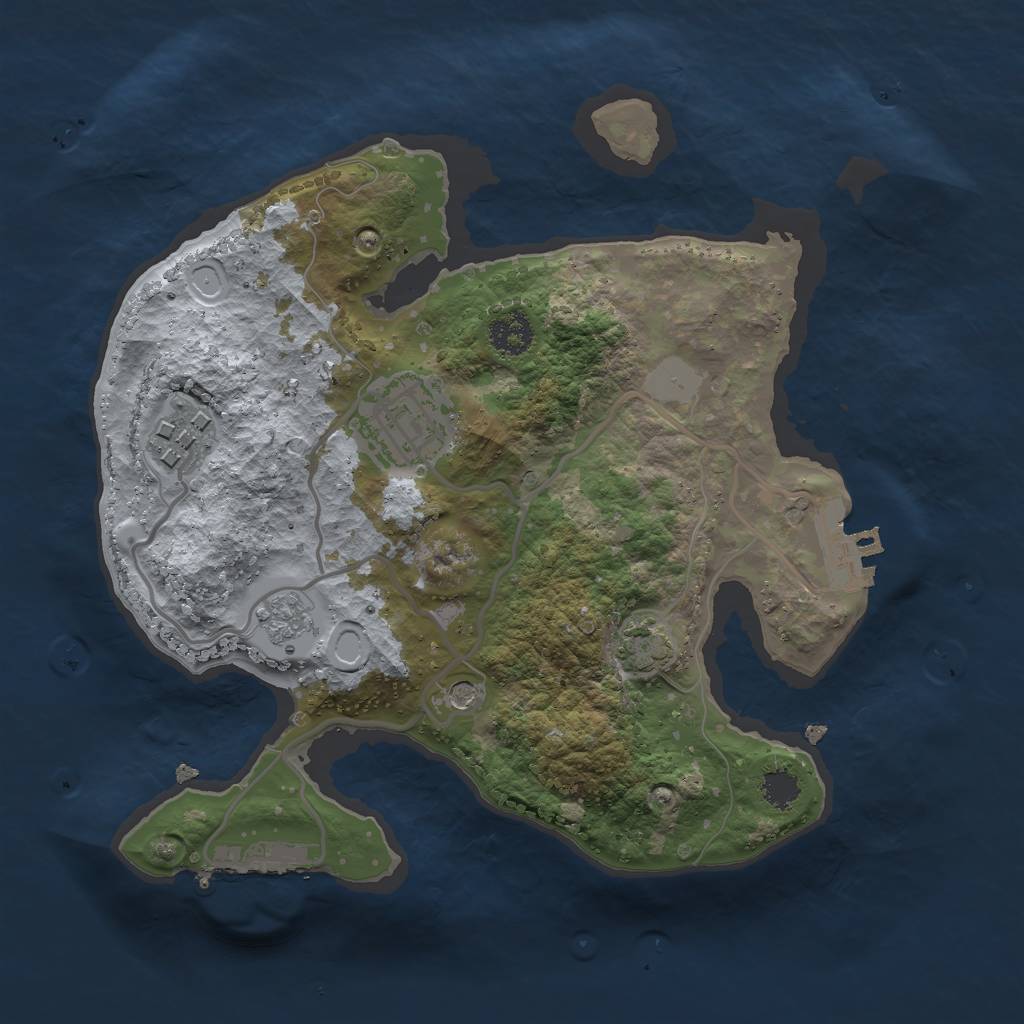 Rust Map: Procedural Map, Size: 2385, Seed: 758420315, 9 Monuments
