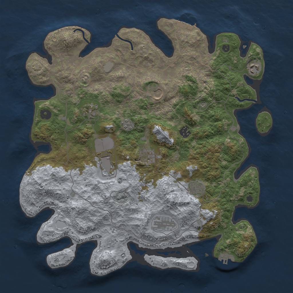Rust Map: Procedural Map, Size: 4000, Seed: 490385516, 17 Monuments
