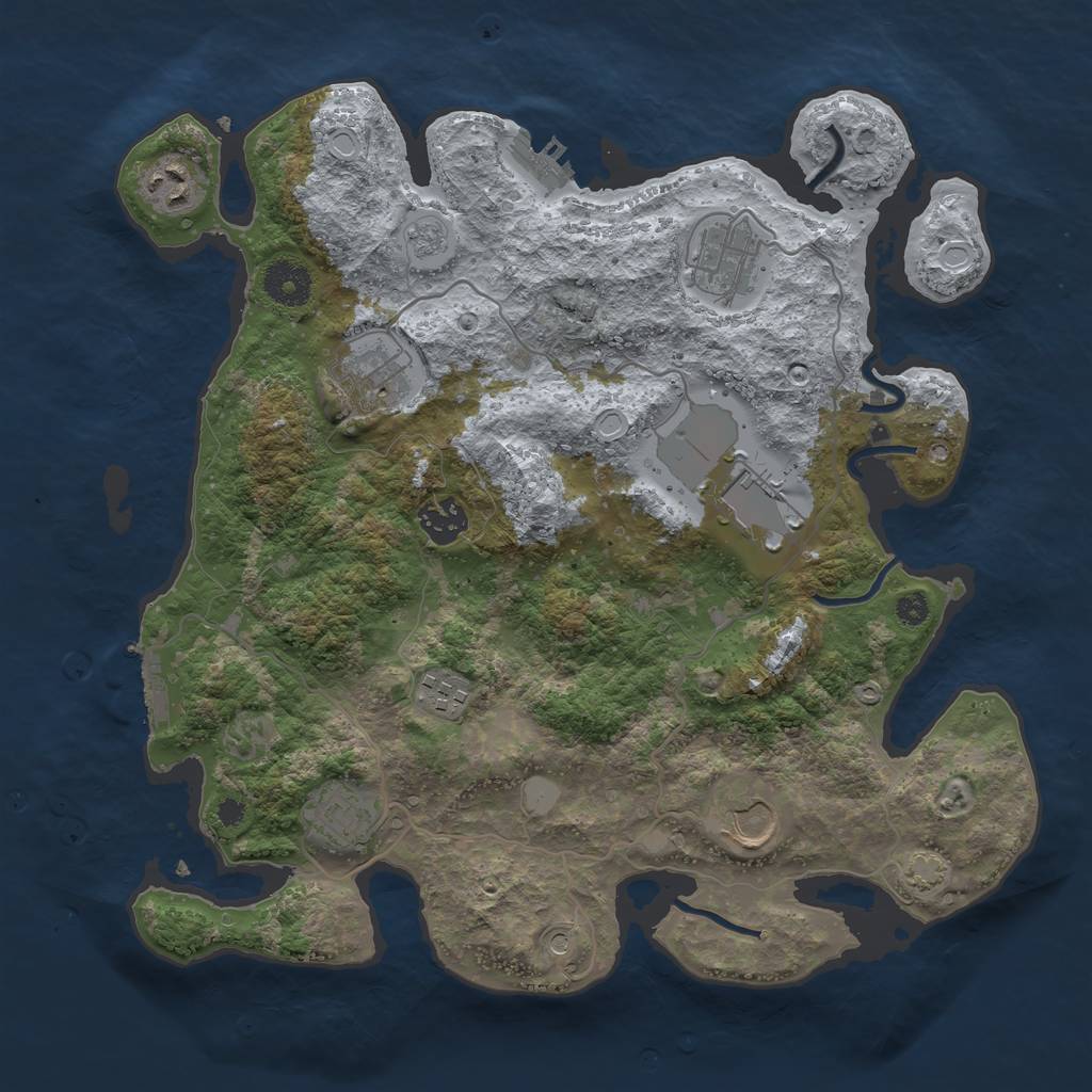 Rust Map: Procedural Map, Size: 3500, Seed: 1484206786, 15 Monuments