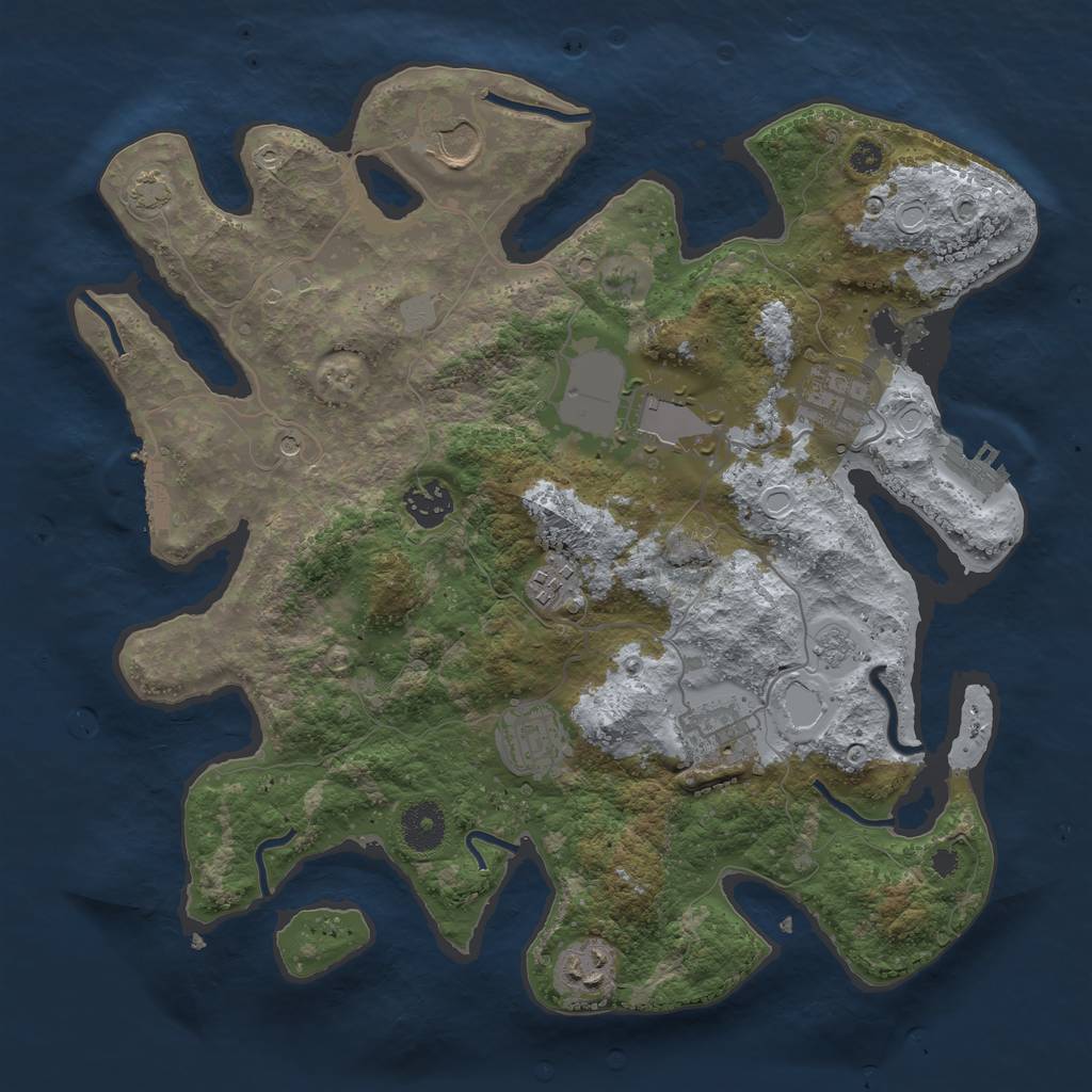 Rust Map: Procedural Map, Size: 3500, Seed: 70197157, 15 Monuments