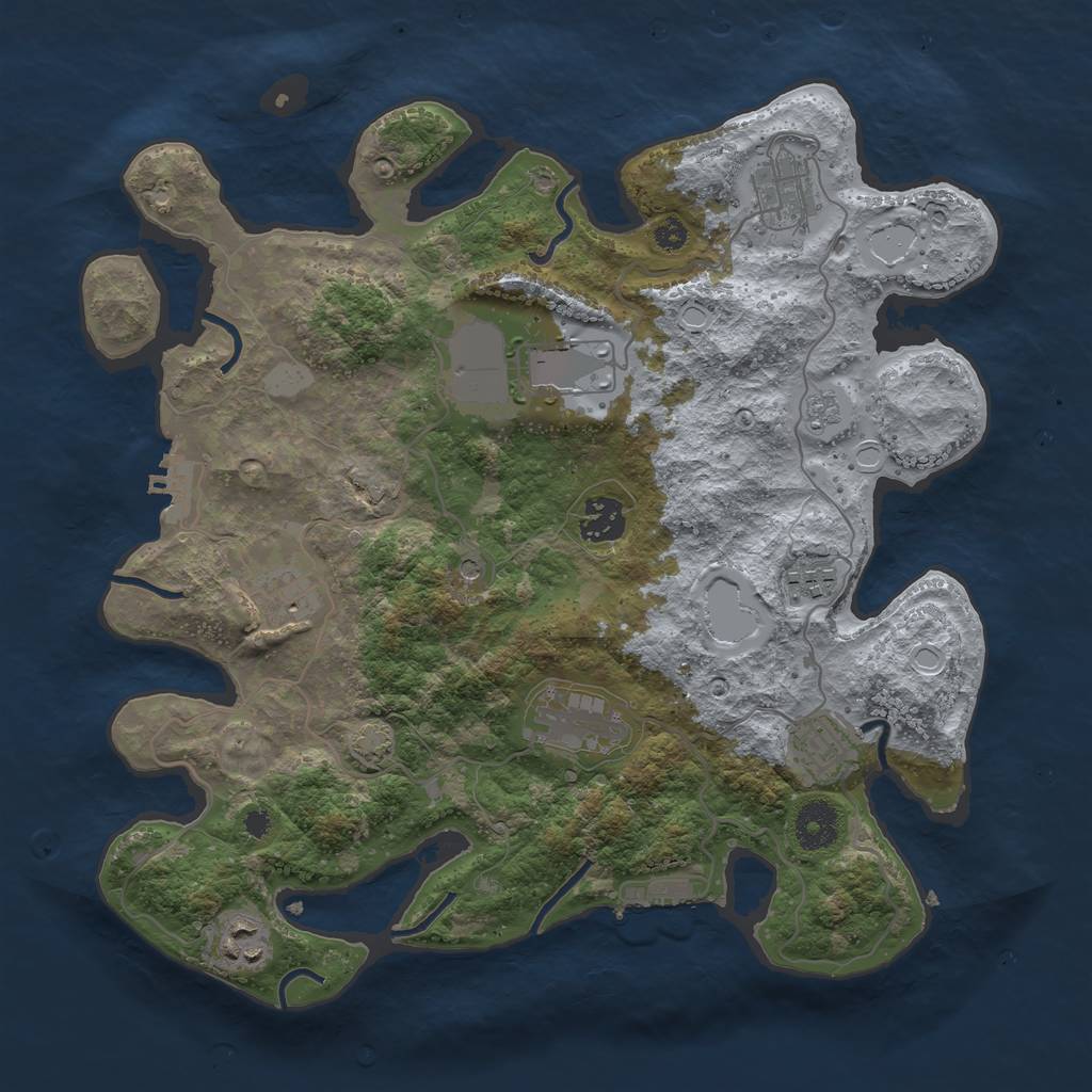 Rust Map: Procedural Map, Size: 3500, Seed: 1877520388, 15 Monuments