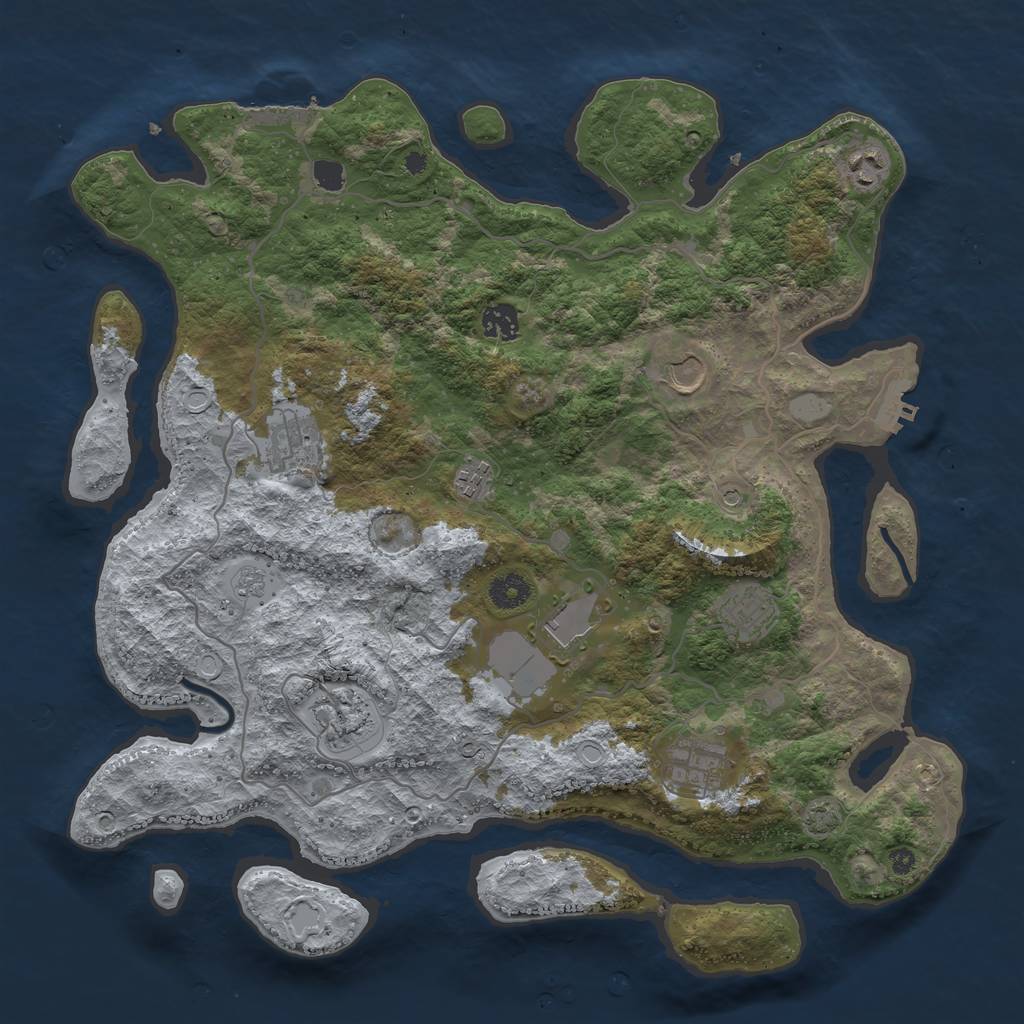 Rust Map: Procedural Map, Size: 4000, Seed: 344991912, 16 Monuments