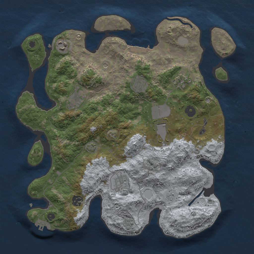 Rust Map: Procedural Map, Size: 3500, Seed: 673499851, 15 Monuments