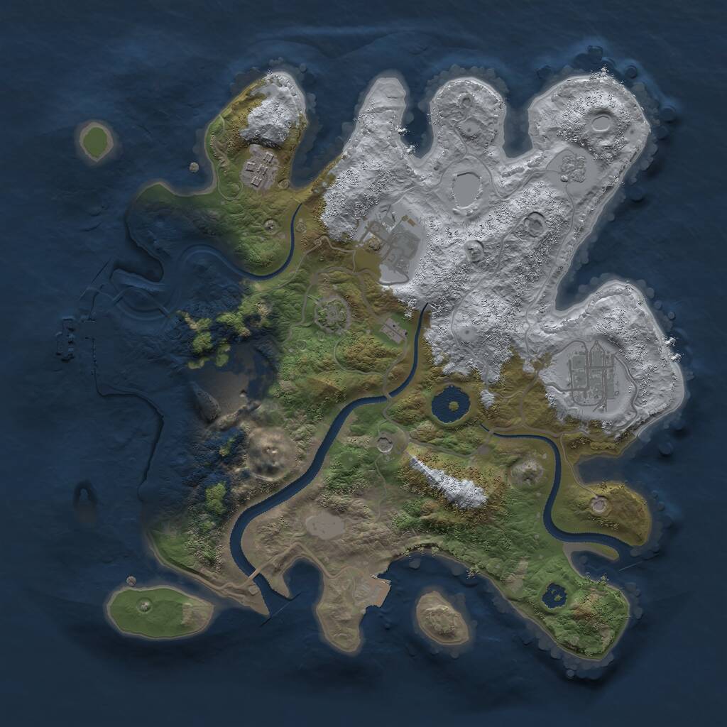 Rust Map: Procedural Map, Size: 3000, Seed: 779373300, 9 Monuments