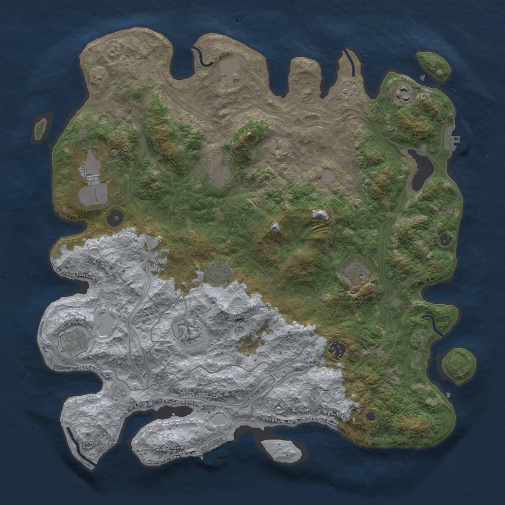 Rust Map: Procedural Map, Size: 4500, Seed: 14095, 17 Monuments