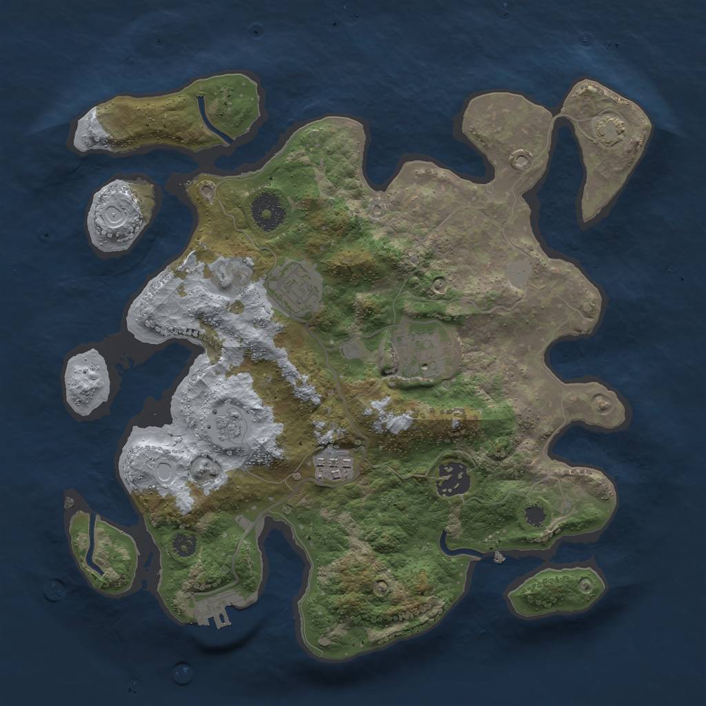 Rust Map: Procedural Map, Size: 3000, Seed: 1872733944, 9 Monuments