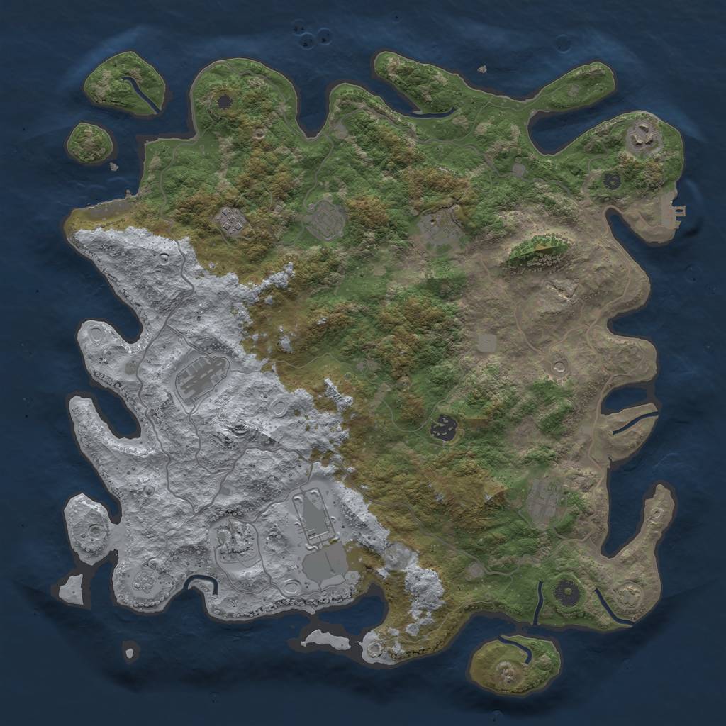 Rust Map: Procedural Map, Size: 4222, Seed: 51419, 16 Monuments