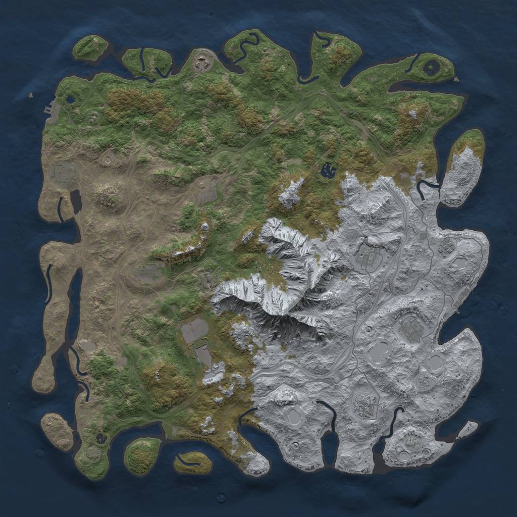 Rust Map: Procedural Map, Size: 5000, Seed: 1883, 17 Monuments