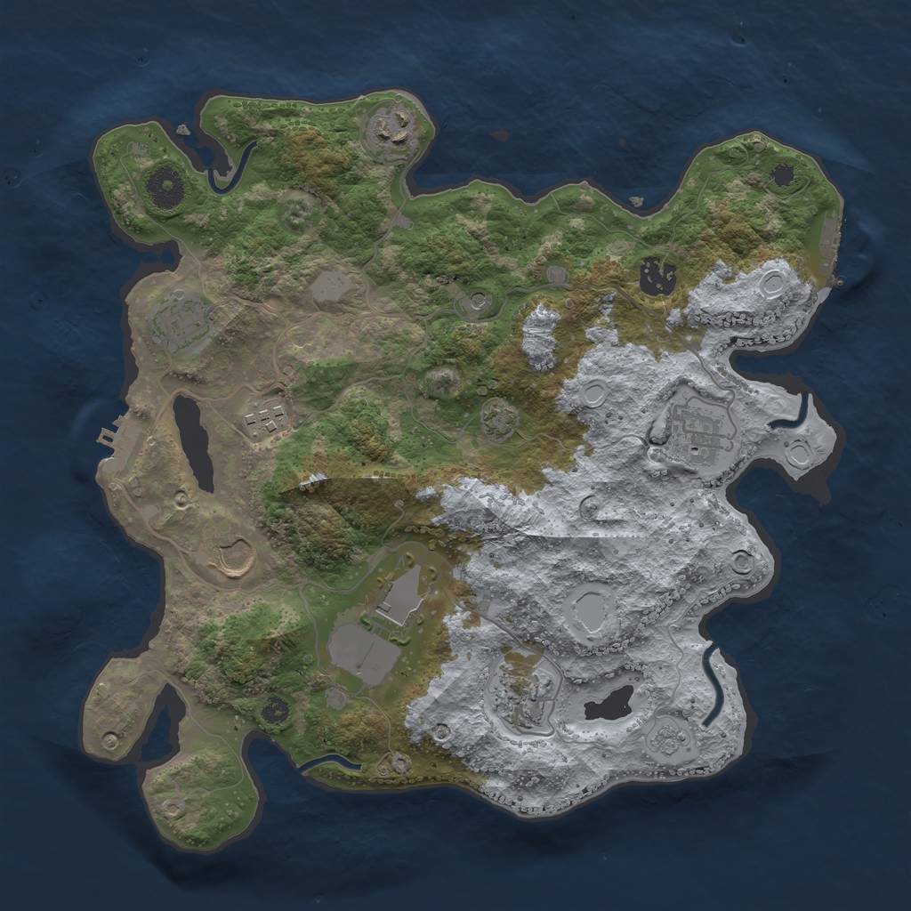 Rust Map: Procedural Map, Size: 3500, Seed: 1743070574, 15 Monuments