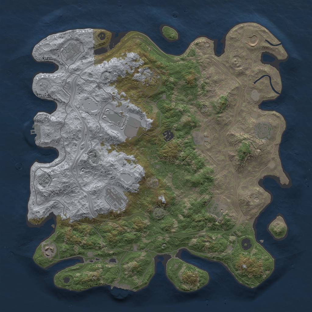 Rust Map: Procedural Map, Size: 4250, Seed: 374256286, 18 Monuments
