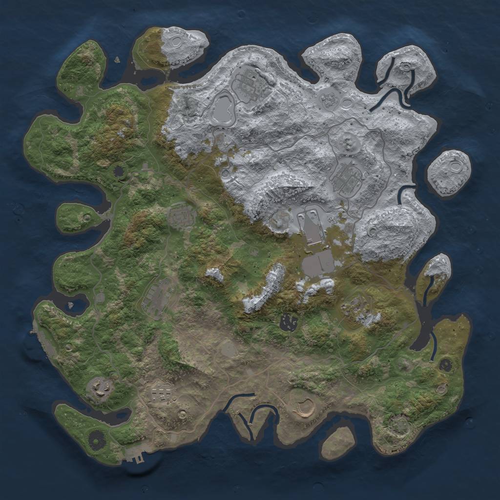 Rust Map: Procedural Map, Size: 4000, Seed: 1639222716, 17 Monuments