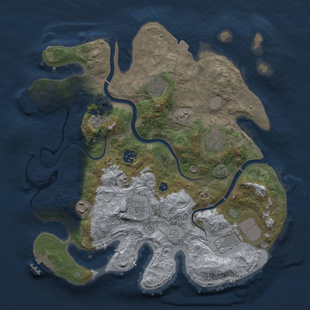 Rust Map: Procedural Map, Size: 3500, Seed: 530316659, 13 Monuments