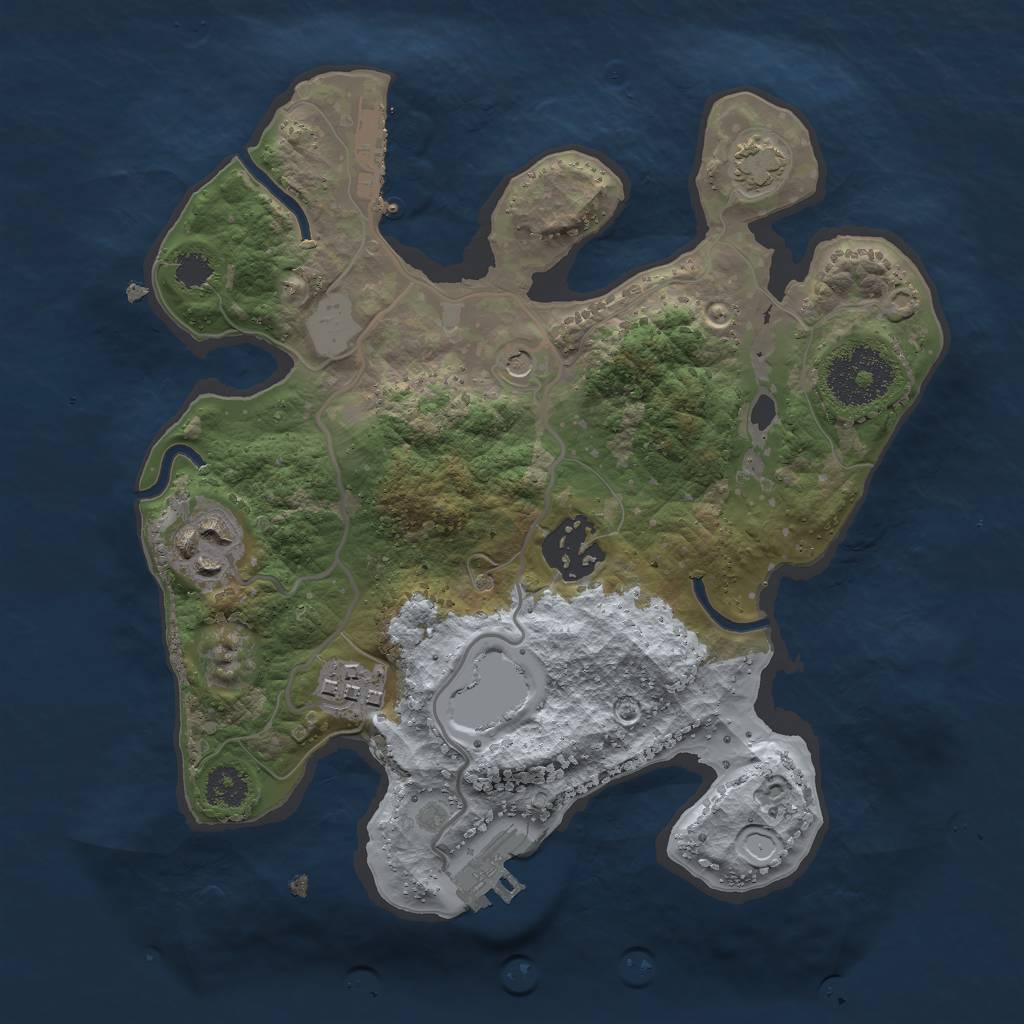 Rust Map: Procedural Map, Size: 2500, Seed: 1740508384, 9 Monuments