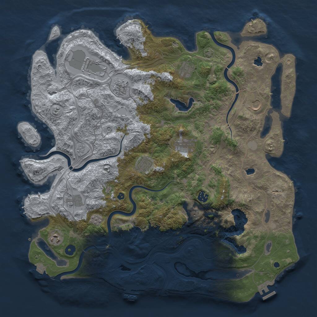 Rust Map: Procedural Map, Size: 4500, Seed: 1537997513, 17 Monuments