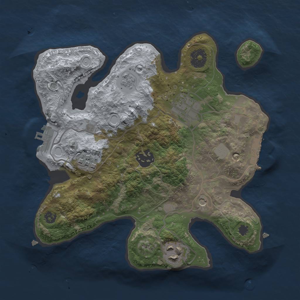 Rust Map: Procedural Map, Size: 2500, Seed: 190266127, 11 Monuments