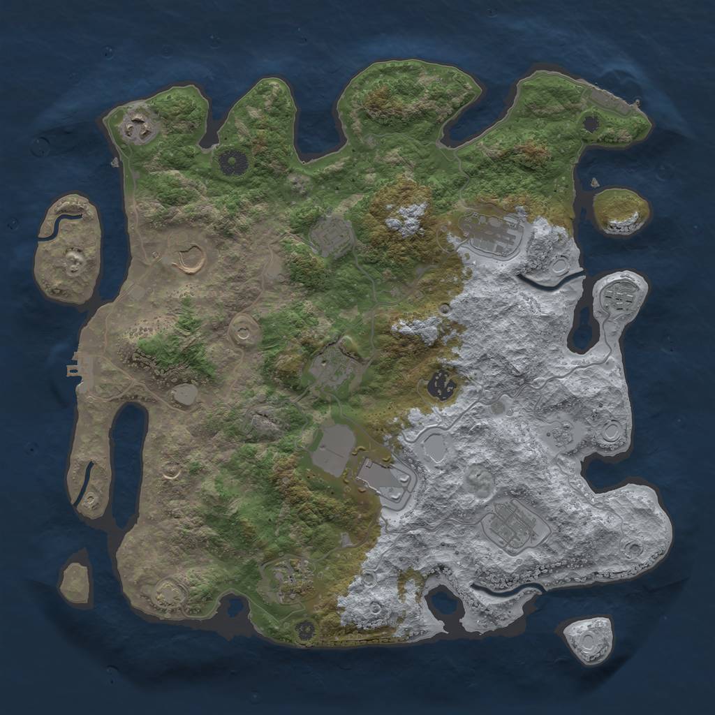 Rust Map: Procedural Map, Size: 3800, Seed: 4052023, 17 Monuments