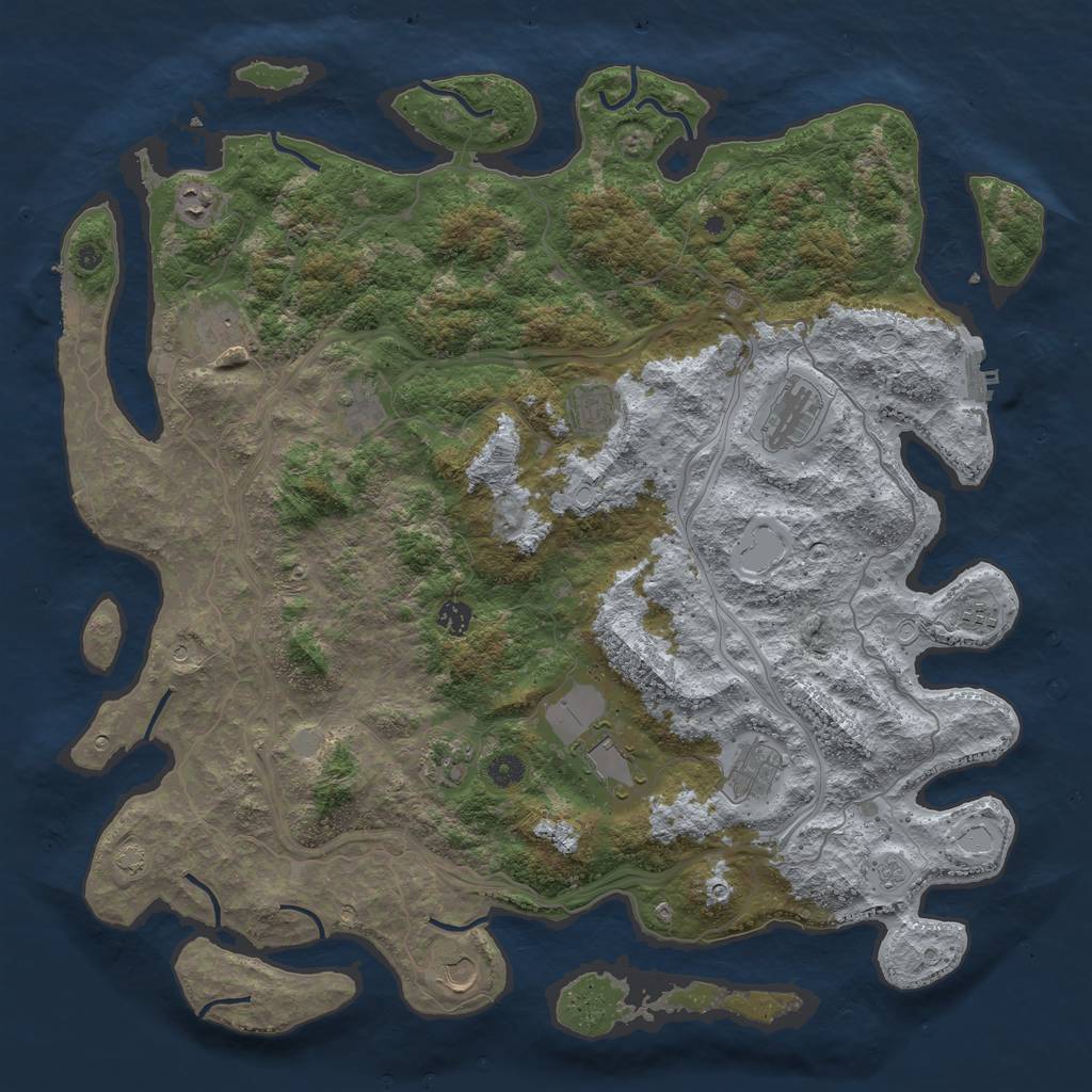 Rust Map: Procedural Map, Size: 4736, Seed: 1818014109, 18 Monuments