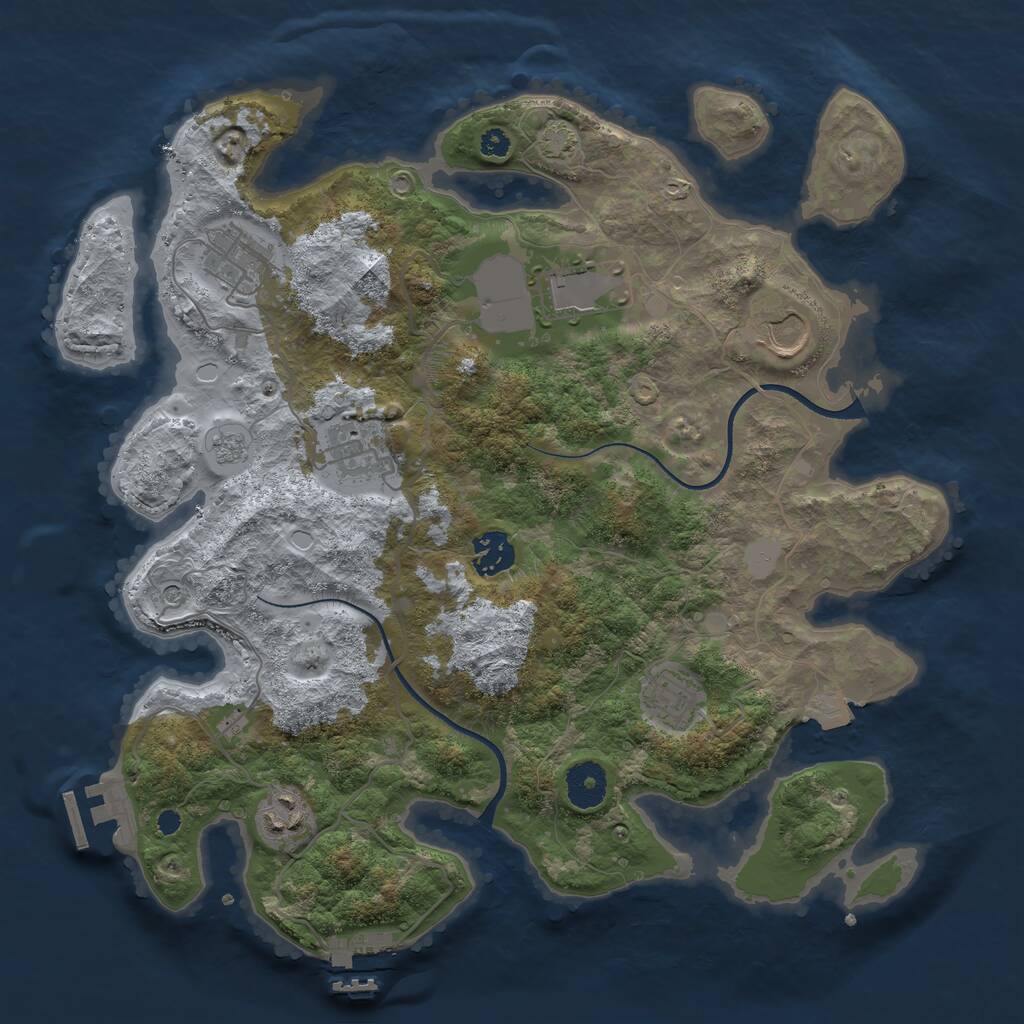 Rust Map: Procedural Map, Size: 3500, Seed: 286809011, 13 Monuments