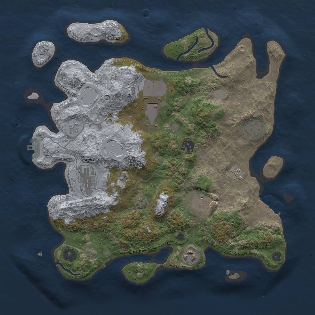 Rust Map: Procedural Map, Size: 3500, Seed: 957512220, 13 Monuments