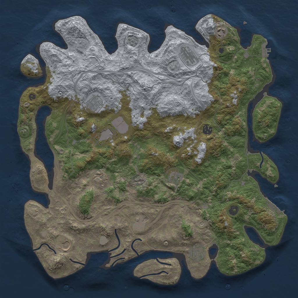 Rust Map: Procedural Map, Size: 4500, Seed: 354381346, 18 Monuments