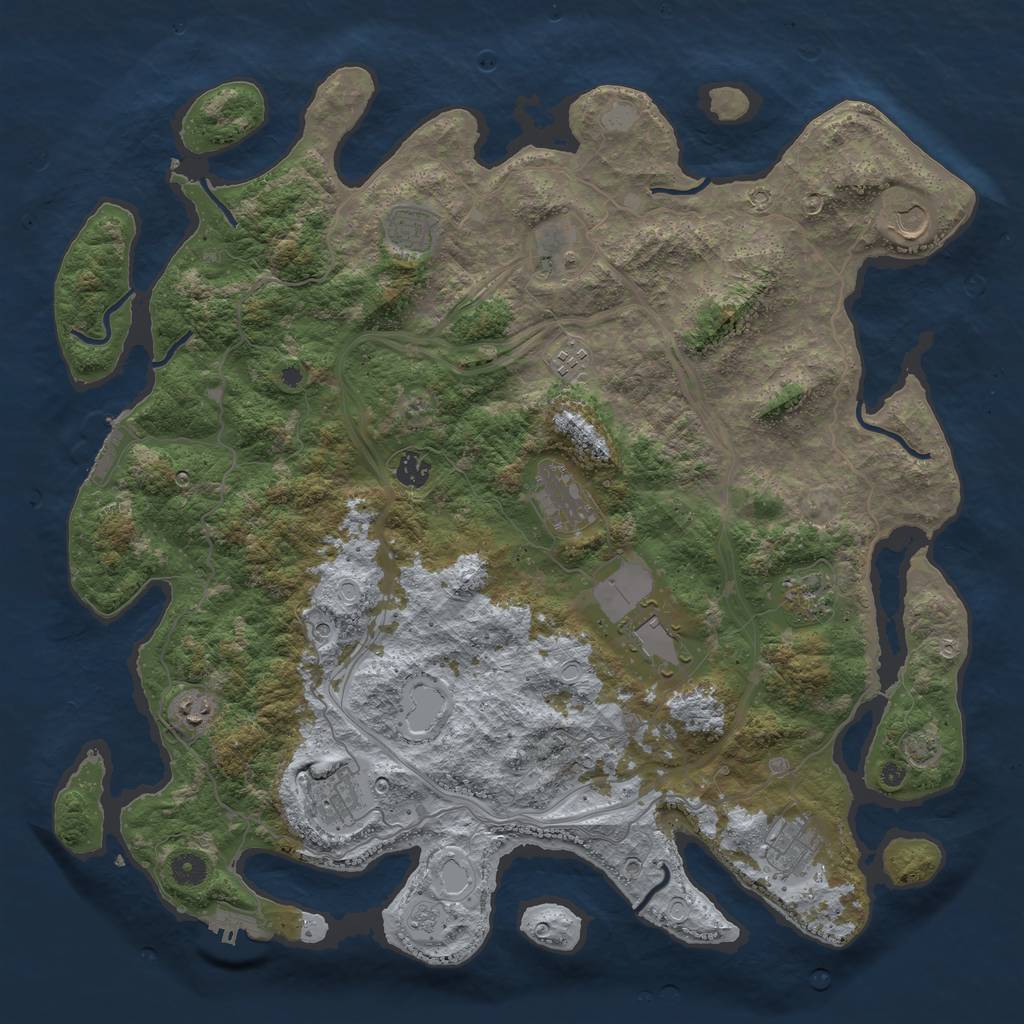 Rust Map: Procedural Map, Size: 4500, Seed: 1244467, 18 Monuments