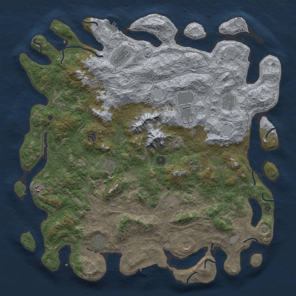 Rust Map: Procedural Map, Size: 5000, Seed: 522431436, 18 Monuments