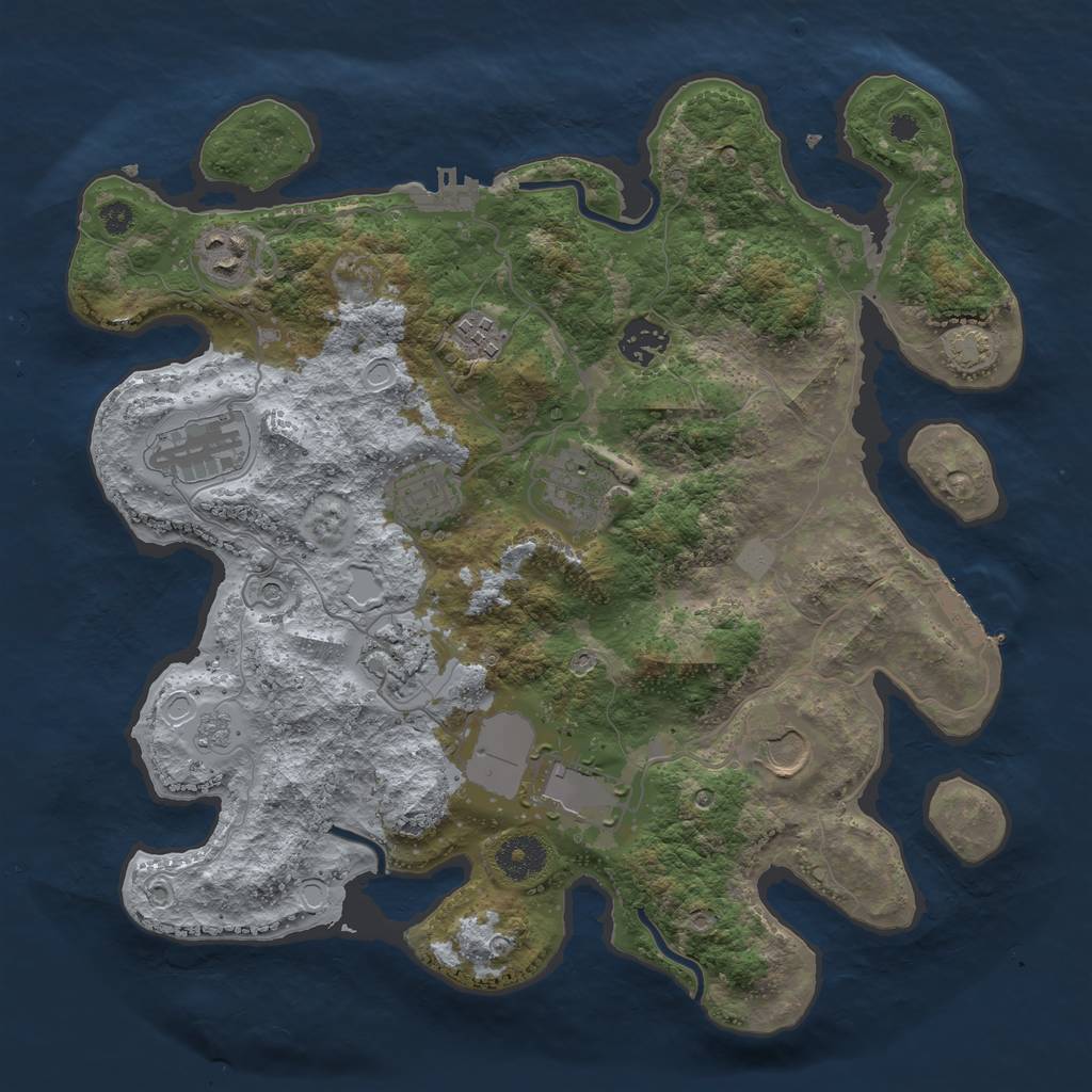 Rust Map: Procedural Map, Size: 3500, Seed: 64910281, 16 Monuments
