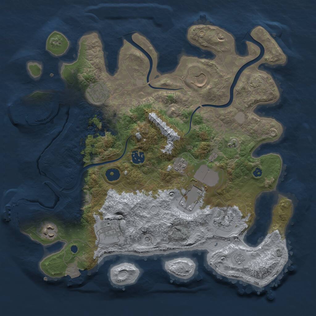 Rust Map: Procedural Map, Size: 3500, Seed: 91046441, 14 Monuments