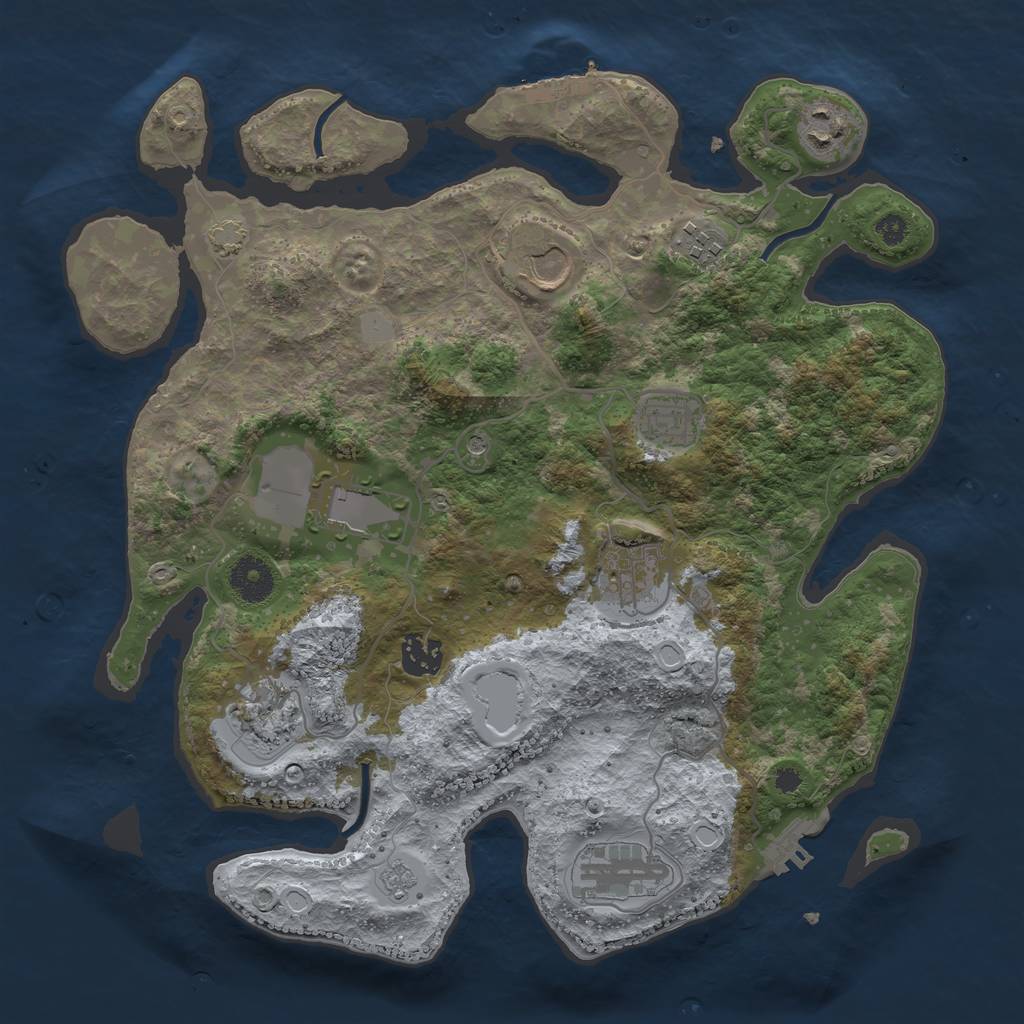 Rust Map: Procedural Map, Size: 3500, Seed: 25456, 16 Monuments