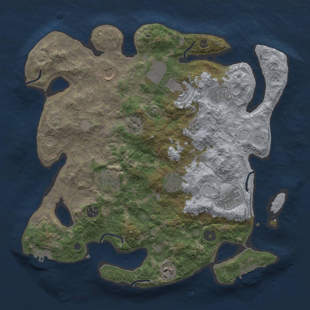 Rust Map: Procedural Map, Size: 3800, Seed: 367916166, 16 Monuments