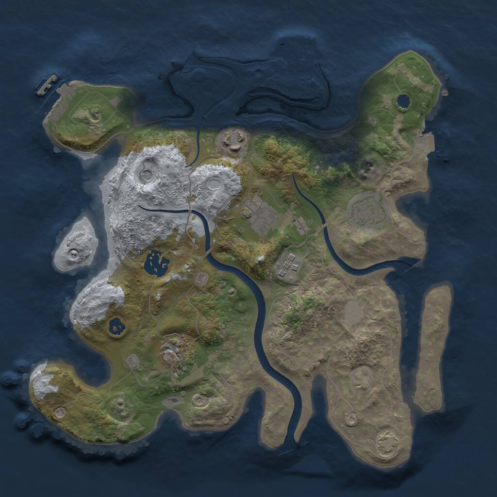 Rust Map: Procedural Map, Size: 3000, Seed: 28293031, 11 Monuments