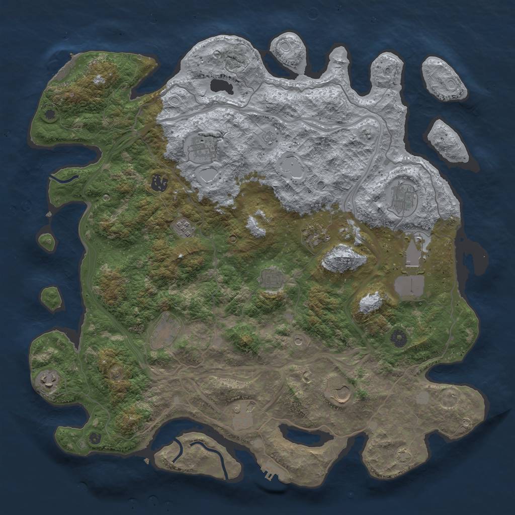Rust Map: Procedural Map, Size: 4500, Seed: 745057466, 18 Monuments