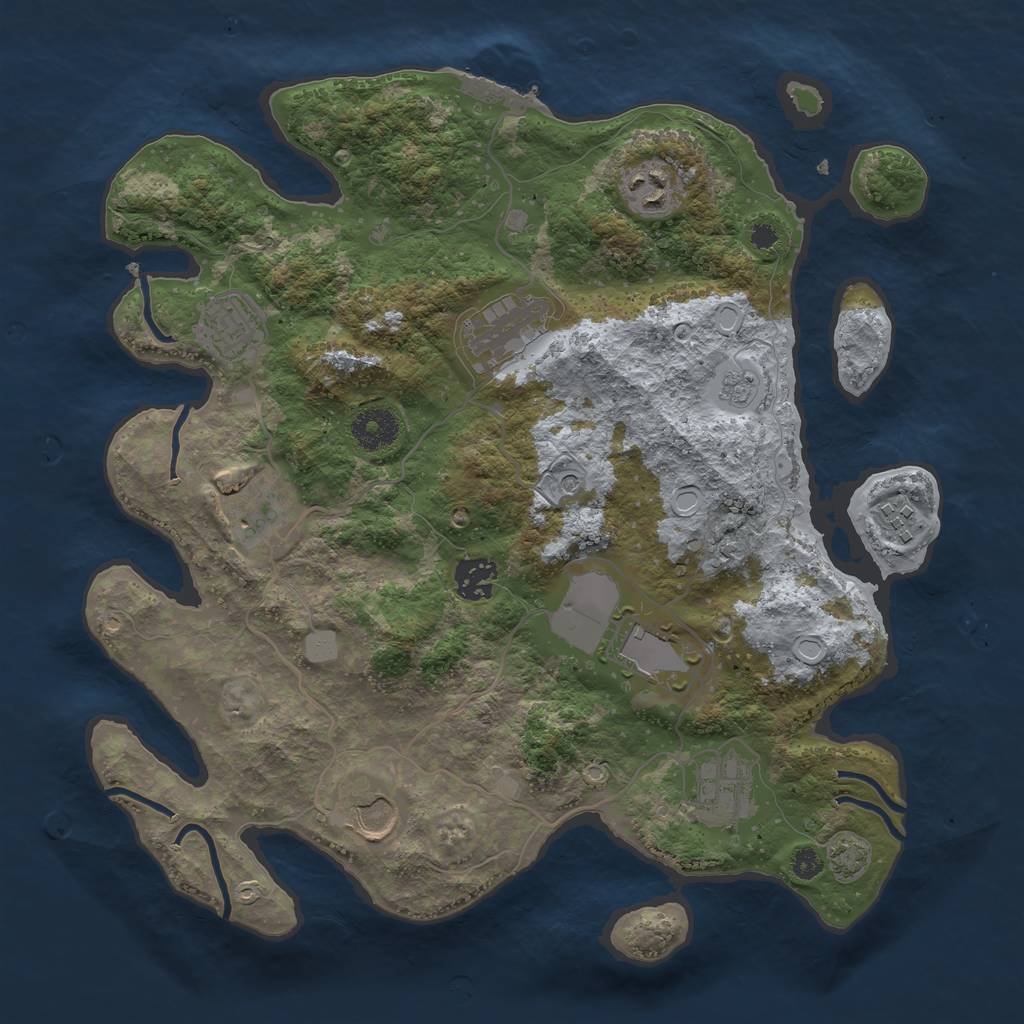 Rust Map: Procedural Map, Size: 3500, Seed: 42788701, 15 Monuments