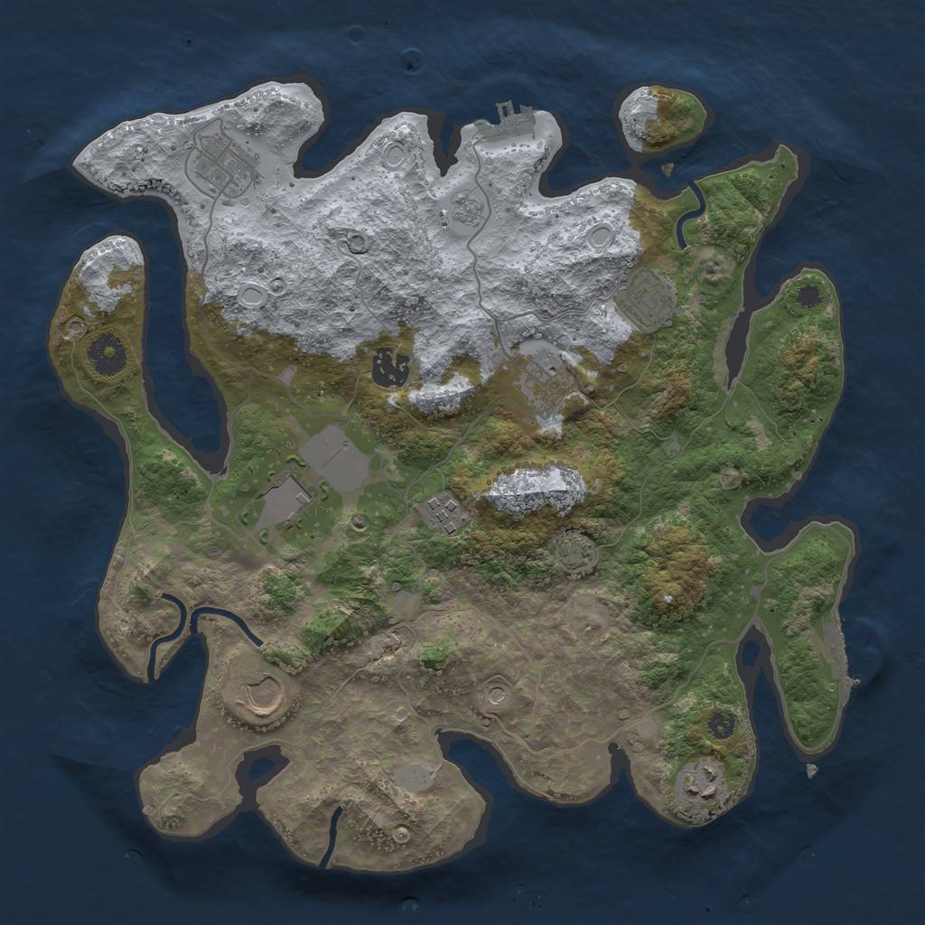 Rust Map: Procedural Map, Size: 3500, Seed: 2135818807, 15 Monuments
