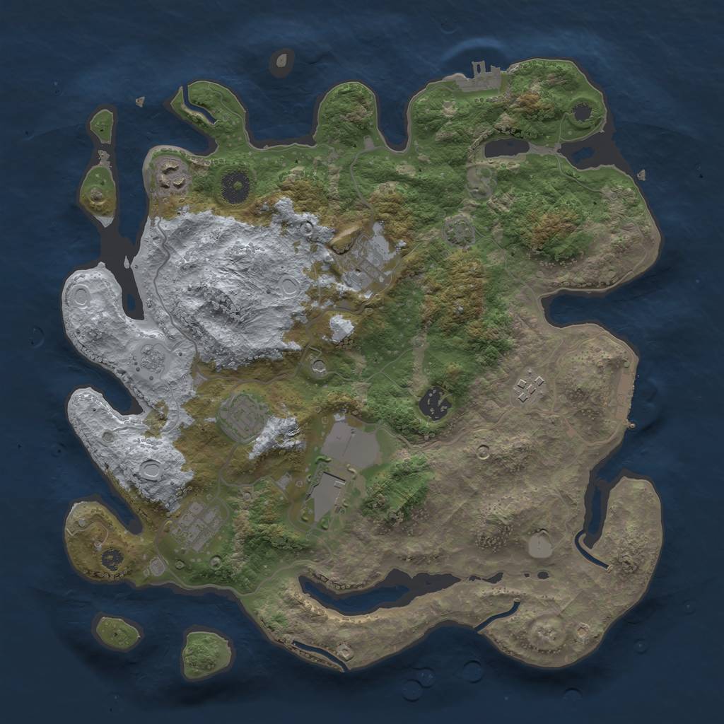 Rust Map: Procedural Map, Size: 3500, Seed: 1322749739, 14 Monuments