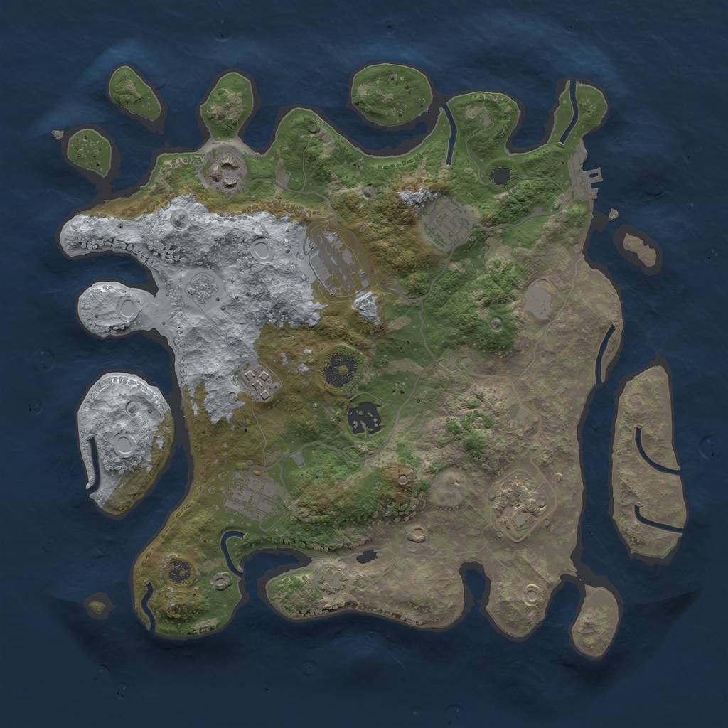 Rust Map: Procedural Map, Size: 3250, Seed: 9068, 12 Monuments