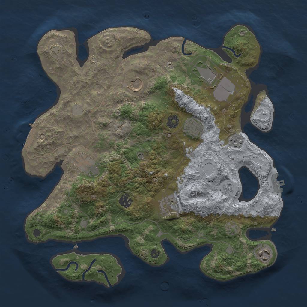 Rust Map: Procedural Map, Size: 3500, Seed: 262419, 15 Monuments