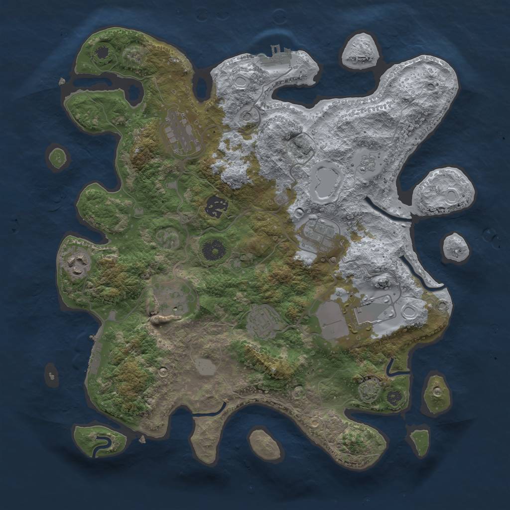 Rust Map: Procedural Map, Size: 3500, Seed: 779373300, 14 Monuments