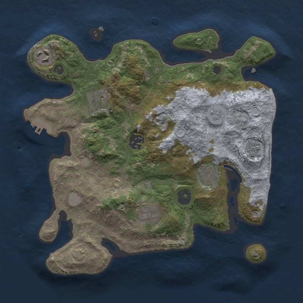 Rust Map: Procedural Map, Size: 3000, Seed: 21608, 11 Monuments