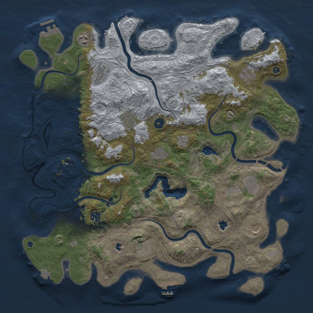 Rust Map: Procedural Map, Size: 4500, Seed: 833607703, 17 Monuments